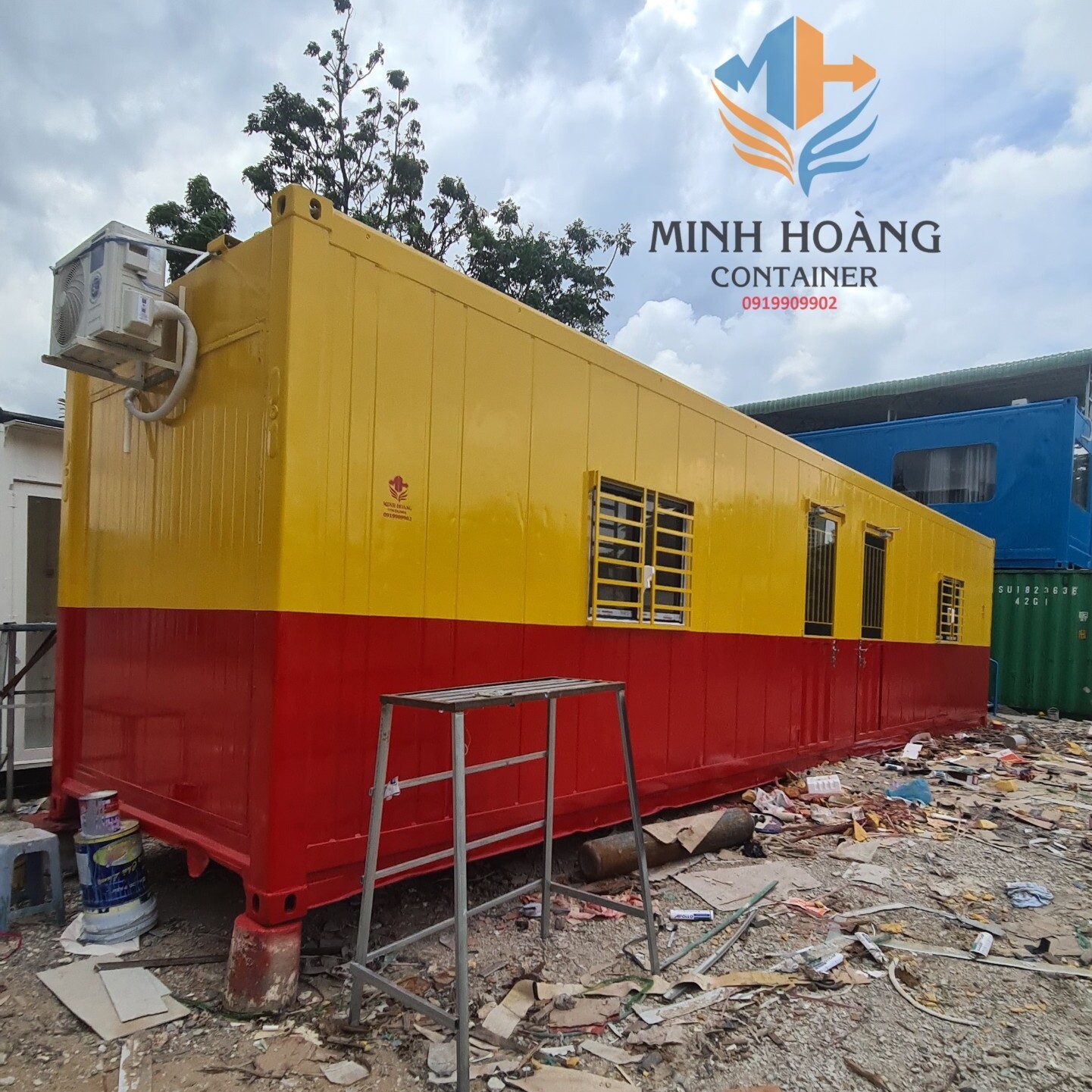 Container văn phòng 40 feet đỏ vàng